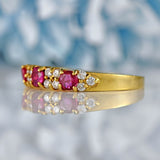 Ellibelle Jewellery Vintage 1991 Ruby & Diamond 18ct Gold Band Ring
