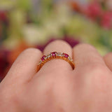 Ellibelle Jewellery Vintage 1991 Ruby & Diamond 18ct Gold Band Ring