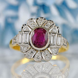 Ellibelle Jewellery Vintage 1991 Ruby & Diamond 18ct Gold Statement Ring