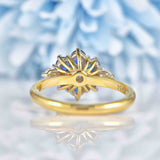 Ellibelle Jewellery Vintage 1991 Sapphire & Diamond 18ct Gold Daisy Cluster Ring