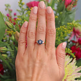 Ellibelle Jewellery Vintage 1991 Sapphire & Diamond 18ct Gold Daisy Cluster Ring