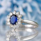 Ellibelle Jewellery Vintage 1991 Sapphire & Diamond 18ct White Gold Cluster Ring