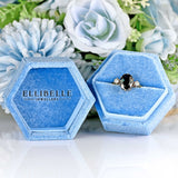 Ellibelle Jewellery Vintage 1991 Teal Sapphire & Diamond 18ct Gold Three-Stone Engagement Ring