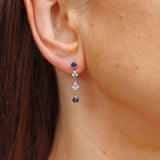 Ellibelle Jewellery Vintage 1992 Cabochon Sapphire & Diamond 18ct White Gold Drop Earrings