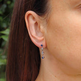 Ellibelle Jewellery Vintage 1992 Cabochon Sapphire & Diamond 18ct White Gold Drop Earrings