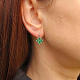 Ellibelle Jewellery Vintage 1992 Emerald & Diamond 18ct Gold Marquise Drop Earrings