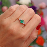 Ellibelle Jewellery Vintage 1992 Emerald & Diamond 18ct Gold Three-Stone Engagement Ring (0.65cts)