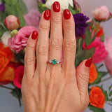 Ellibelle Jewellery Vintage 1992 Emerald & Diamond 18ct Gold Three-Stone Engagement Ring (0.65cts)
