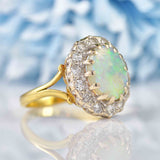 Ellibelle Jewellery Vintage 1992 Opal & Diamond 18ct Gold Cluster Ring