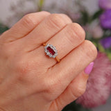 Ellibelle Jewellery Vintage 1992 Ruby & Diamond 18ct Gold Cluster Ring