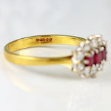 Ellibelle Jewellery Vintage 1992 Ruby & Diamond 18ct Gold Cluster Ring