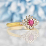 Ellibelle Jewellery Vintage 1992 Ruby & Diamond 18ct Gold Cluster Ring