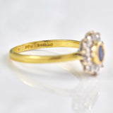 Ellibelle Jewellery Vintage 1992 Sapphire & Diamond 18ct Gold Cluster Ring