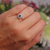 Ellibelle Jewellery Vintage 1992 Sapphire & Diamond 18ct Gold Cluster Ring