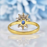 Ellibelle Jewellery Vintage 1992 Sapphire & Diamond 18ct Gold Cluster Ring