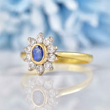 Ellibelle Jewellery Vintage 1992 Sapphire & Diamond 18ct Gold Cluster Ring