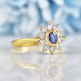 Ellibelle Jewellery Vintage 1992 Sapphire & Diamond 18ct Gold Cluster Ring