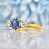 Ellibelle Jewellery Vintage 1992 Sapphire & Diamond Three Stone Engagement Ring