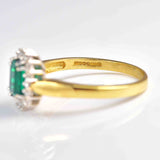 Ellibelle Jewellery Vintage 1992 Synthetic Emerald & Diamond Cluster Ring