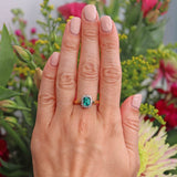 Ellibelle Jewellery Vintage 1992 Synthetic Emerald & Diamond Cluster Ring