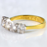 Ellibelle Jewellery Vintage 1993 18ct Gold Diamond Five-Stone Half Eternity Band Ring (1.40cts)