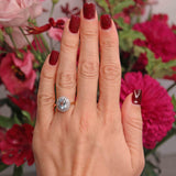 Ellibelle Jewellery Vintage 1993 Aquamarine & Diamond 18ct Gold Cluster Ring