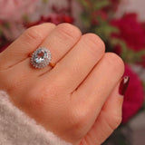 Ellibelle Jewellery Vintage 1993 Aquamarine & Diamond 18ct Gold Cluster Ring