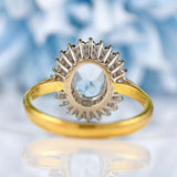 Ellibelle Jewellery Vintage 1993 Aquamarine & Diamond 18ct Gold Cluster Ring