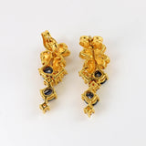 Ellibelle Jewellery Vintage 1993 Sapphire & Diamond 18ct Gold Drop Earrings