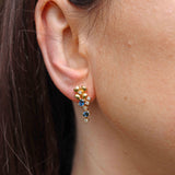 Ellibelle Jewellery Vintage 1993 Sapphire & Diamond 18ct Gold Drop Earrings