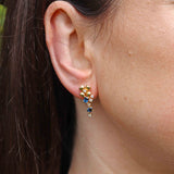 Ellibelle Jewellery Vintage 1993 Sapphire & Diamond 18ct Gold Drop Earrings