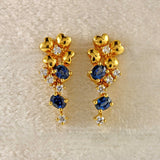 Ellibelle Jewellery Vintage 1993 Sapphire & Diamond 18ct Gold Drop Earrings