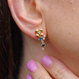 Ellibelle Jewellery Vintage 1993 Sapphire & Diamond 18ct Gold Drop Earrings