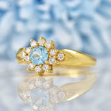 Ellibelle Jewellery Vintage 1993 Topaz & Diamond 18ct Gold Cluster Ring