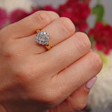 Ellibelle Jewellery Vintage 1993 Vari-Cut Diamond 18ct Gold Cluster Ring