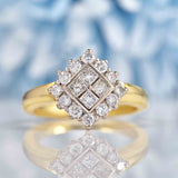 Ellibelle Jewellery Vintage 1993 Vari-Cut Diamond 18ct Gold Cluster Ring