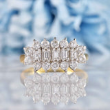 Ellibelle Jewellery Vintage 1994 Baguette & Brilliant Cut 18ct Gold Diamond Cluster Ring