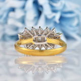 Ellibelle Jewellery Vintage 1994 Baguette & Brilliant Cut 18ct Gold Diamond Cluster Ring