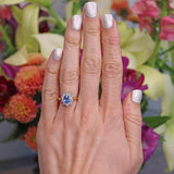 Ellibelle Jewellery Vintage 1994 Ceylon Sapphire & Diamond 18ct Gold Cluster Engagement Ring