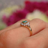 Ellibelle Jewellery Vintage 1994 Emerald & Diamond 18ct Gold Cluster Ring