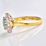Ellibelle Jewellery Vintage 1994 Natural Emerald & Diamond 18ct Gold Cluster Ring