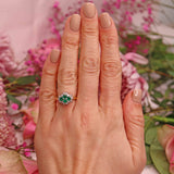 Ellibelle Jewellery Vintage 1994 Natural Emerald & Diamond 18ct Gold Cluster Ring