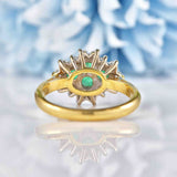 Ellibelle Jewellery Vintage 1994 Natural Emerald & Diamond 18ct Gold Cluster Ring