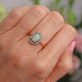 Ellibelle Jewellery Vintage 1994 Opal & Diamond 18ct Gold Cluster Engagement Ring