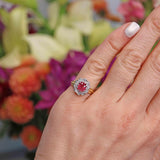 Ellibelle Jewellery Vintage 1994 Ruby & Diamond 18ct Gold Cluster Ring