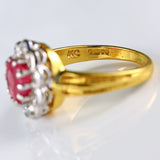 Ellibelle Jewellery Vintage 1994 Ruby & Diamond 18ct Gold Cluster Ring