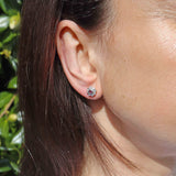 Ellibelle Jewellery Vintage 1994 Ruby & Diamond 18ct Gold Daisy Stud Earrings