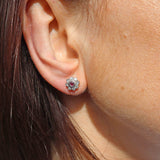 Ellibelle Jewellery Vintage 1994 Ruby & Diamond 18ct Gold Daisy Stud Earrings