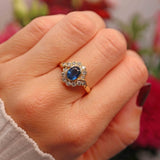 Ellibelle Jewellery Vintage 1994 Sapphire & Diamond 18ct Gold Cluster Ring