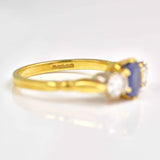 Ellibelle Jewellery Vintage 1994 Sapphire & Diamond 18ct Gold Three Stone Engagement Ring